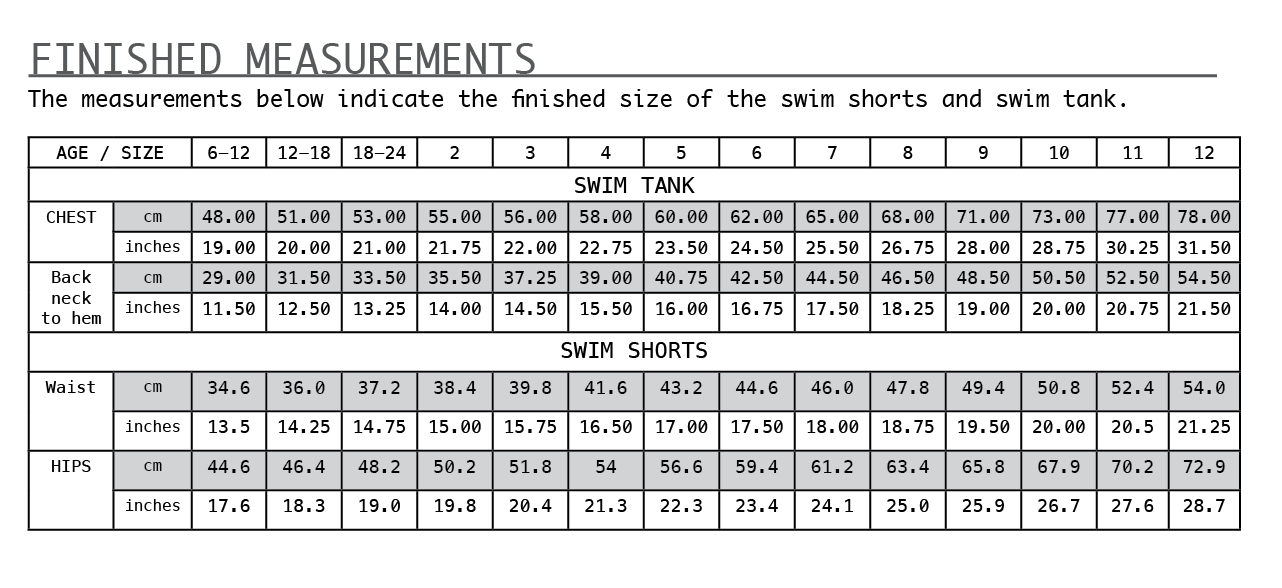 Titchy Threads - Cloud 9 Swim Shorts and Tank - PDF Pattern